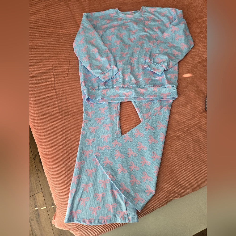 Kids Blue and Pink Bow Matching Set